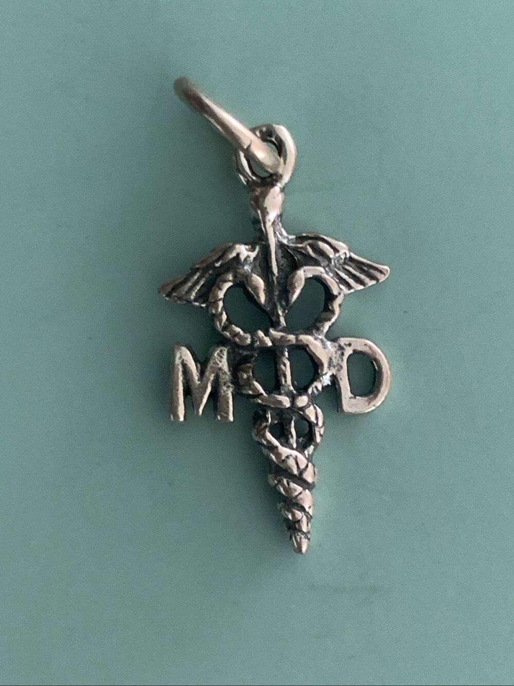 MD Caduceus Sterling Silver Jewelry Charm #medical #healing